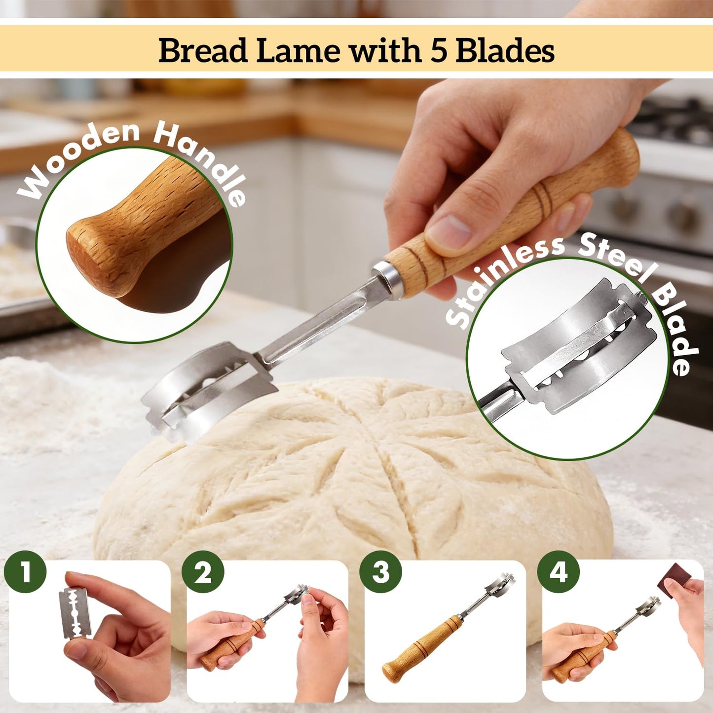 Loft & Grove Sourdough Starter Kit – Complete Bread Baking Kit with 9” Banneton Proofing Basket, 34oz Starter Jar with Feeding Tracker, Dough Whisk, Bread Lame – Beginner Sourdough Baking Supplies