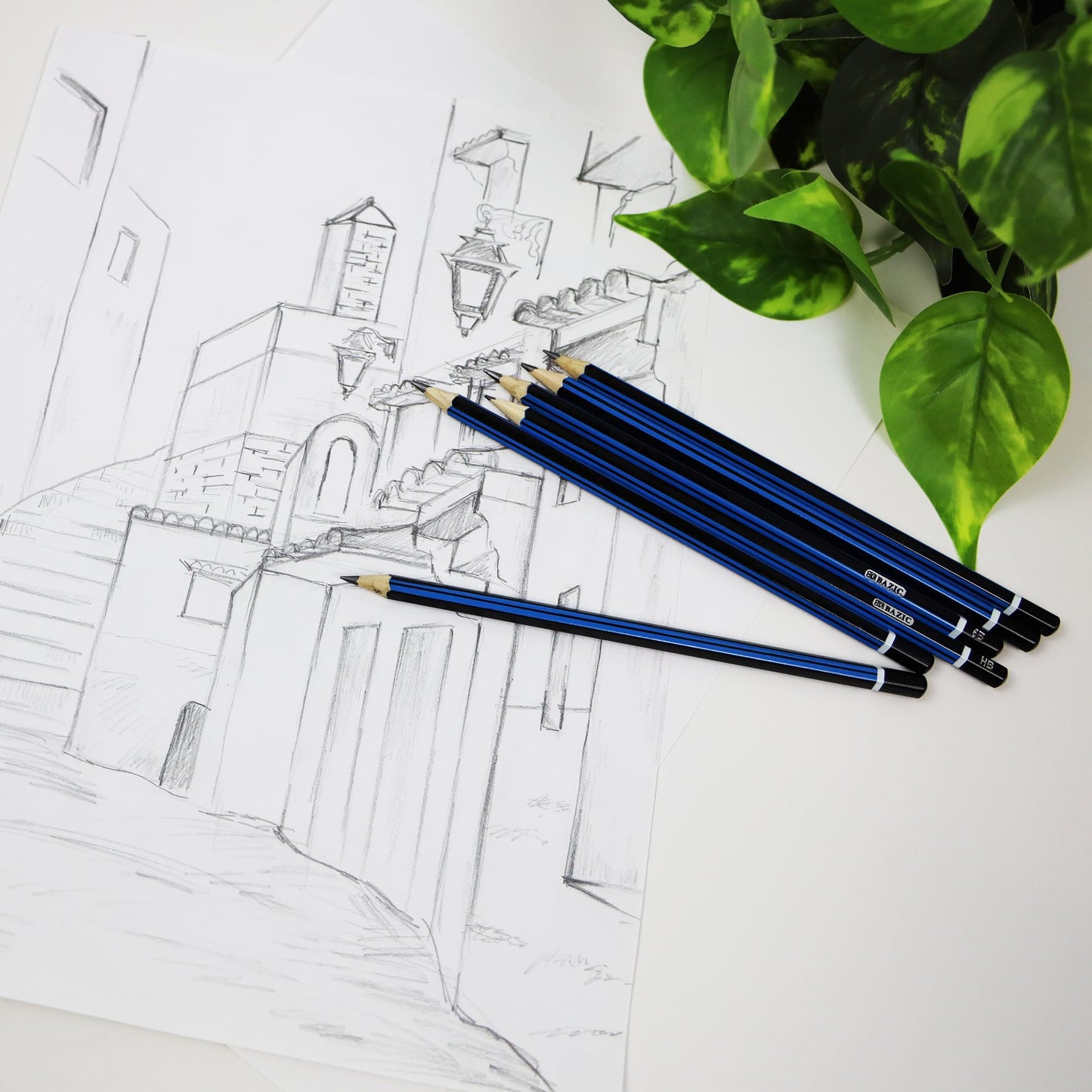 BAZIC Products Drawing Sketching Pencil Set, HB 2B 4B 6B 7B 8B, Professional Graphite Sketch Kit Pencils, for Artists Adults Beginners (6/Pack), 24-Packs