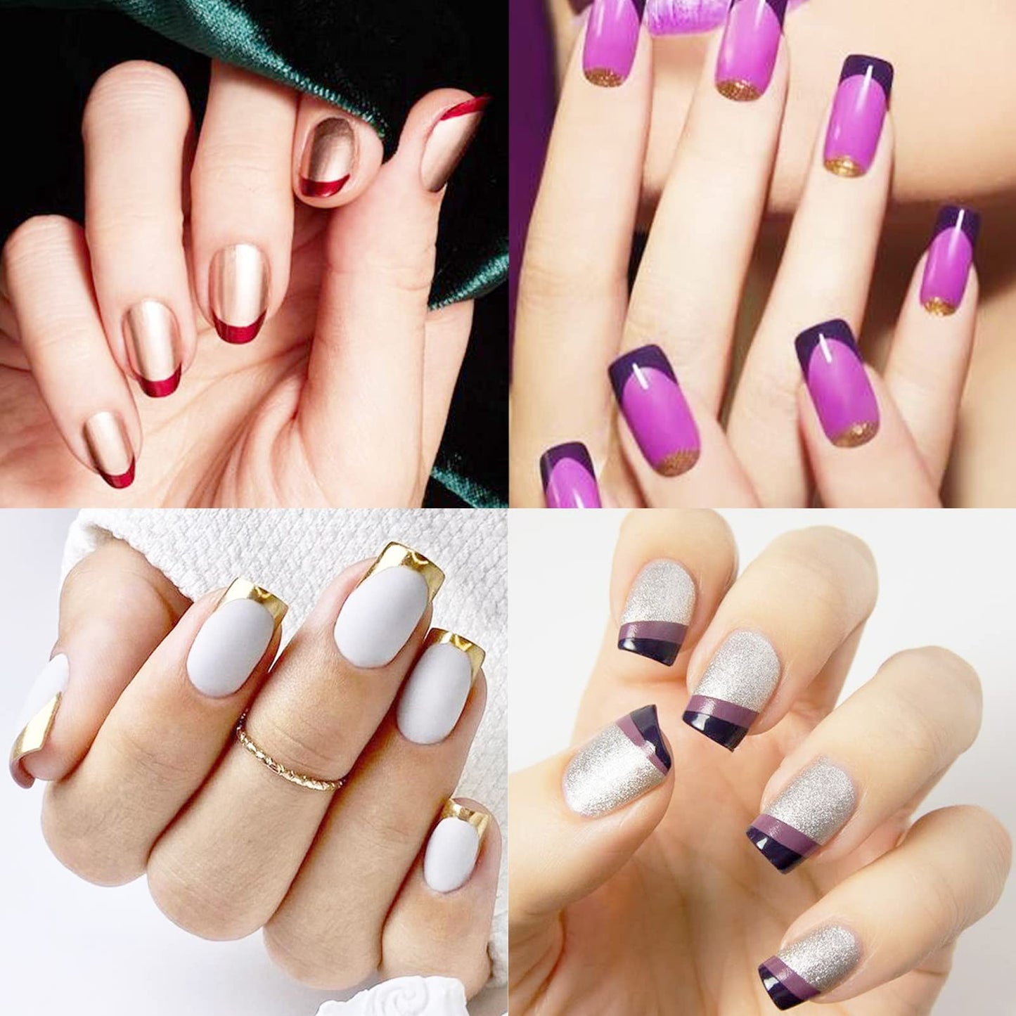 36 Sheets 1860 Pcs French Tip Nail Guides, Self-Adhesive French V-Shaped Moon Shaped Manicure Strip Stickers for Edge Auxiliary Black DIY Decoration Stencil Tools