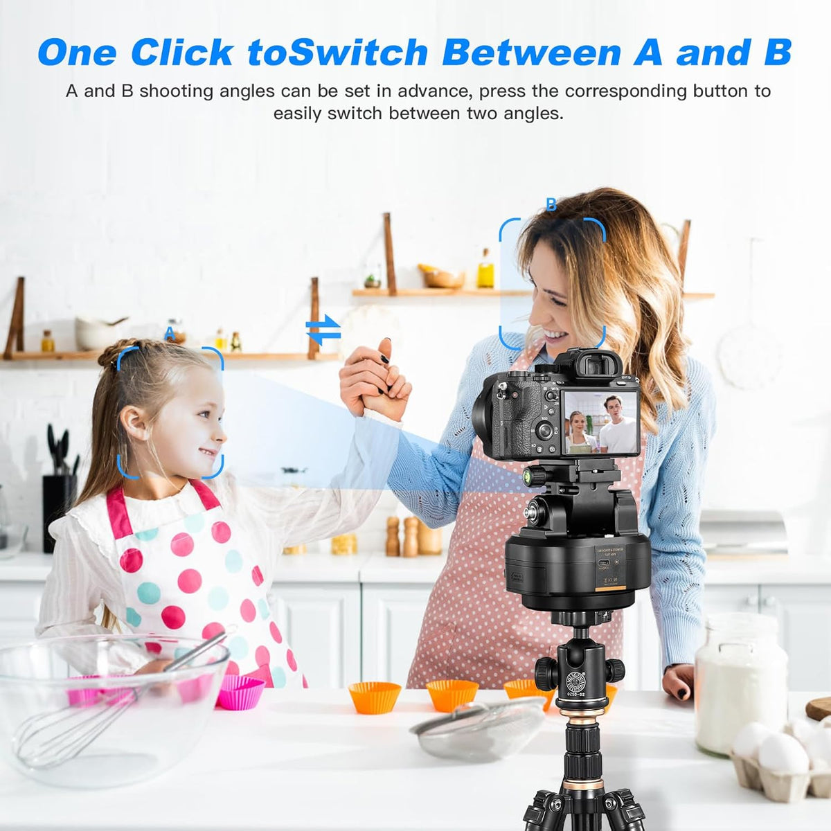 Soonpho M6 Auto Face Tracking Motorized Rotating Panoramic Tripod Head, Remote Control 360° Pan Tilt Head with Mobile Phone Clip for DSLR Cameras, Camcorders, Smartphones, Tripod