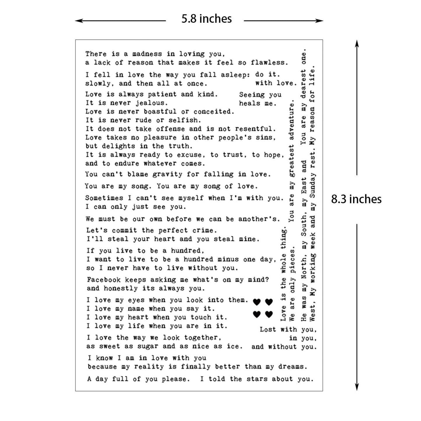 Esland 100+ Love Quotes Inspirational Motivational Scripts Planner Stickers Typewriter Style Sayings Letters Aesthetic Journal Diary Scrapbook Art Crafts Accessories 4 Sheets