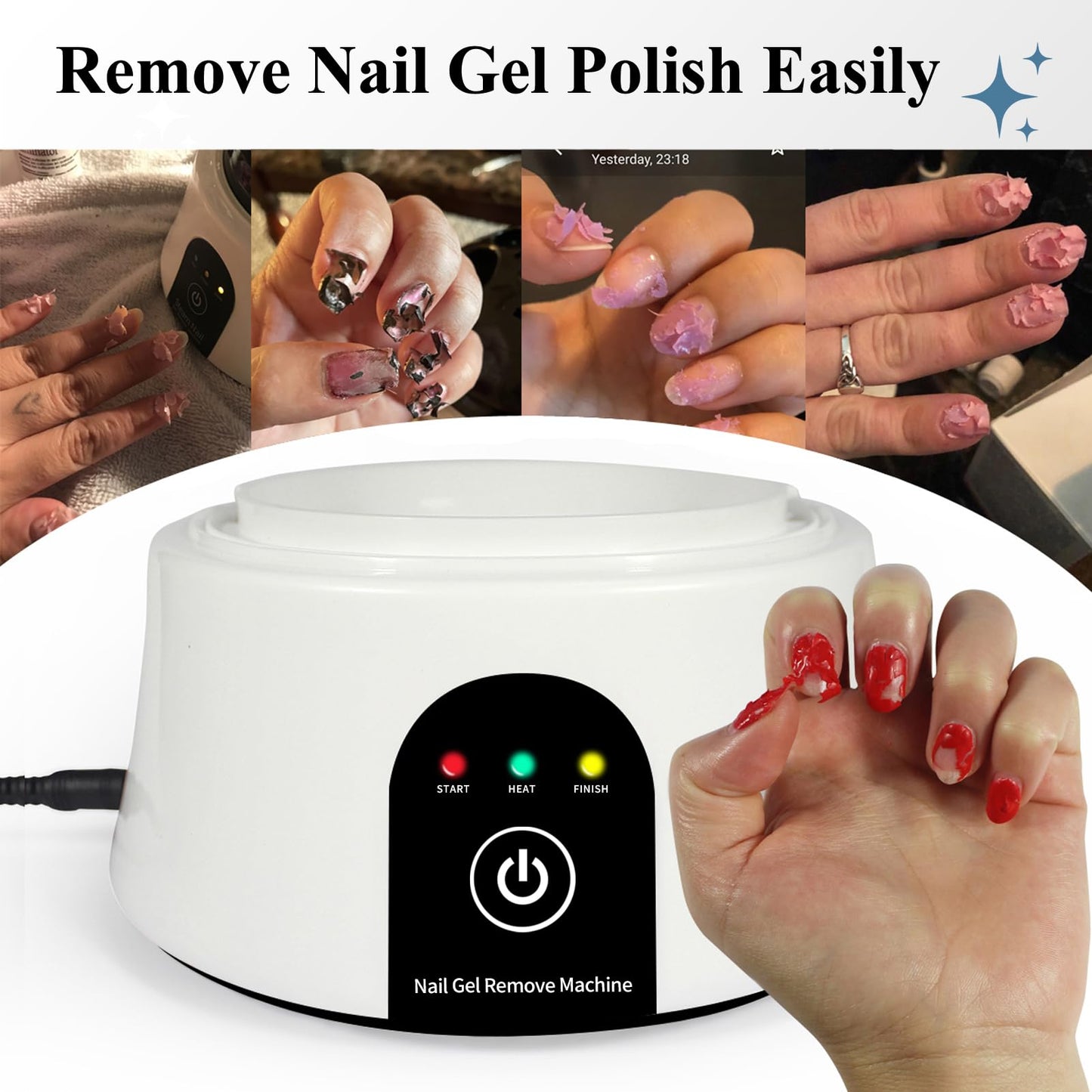 Electric Nail Soaking Bowl, Soak off Bowl for Gel Nail Polish, Acrylic Nails, Dip Powder Removal, Black