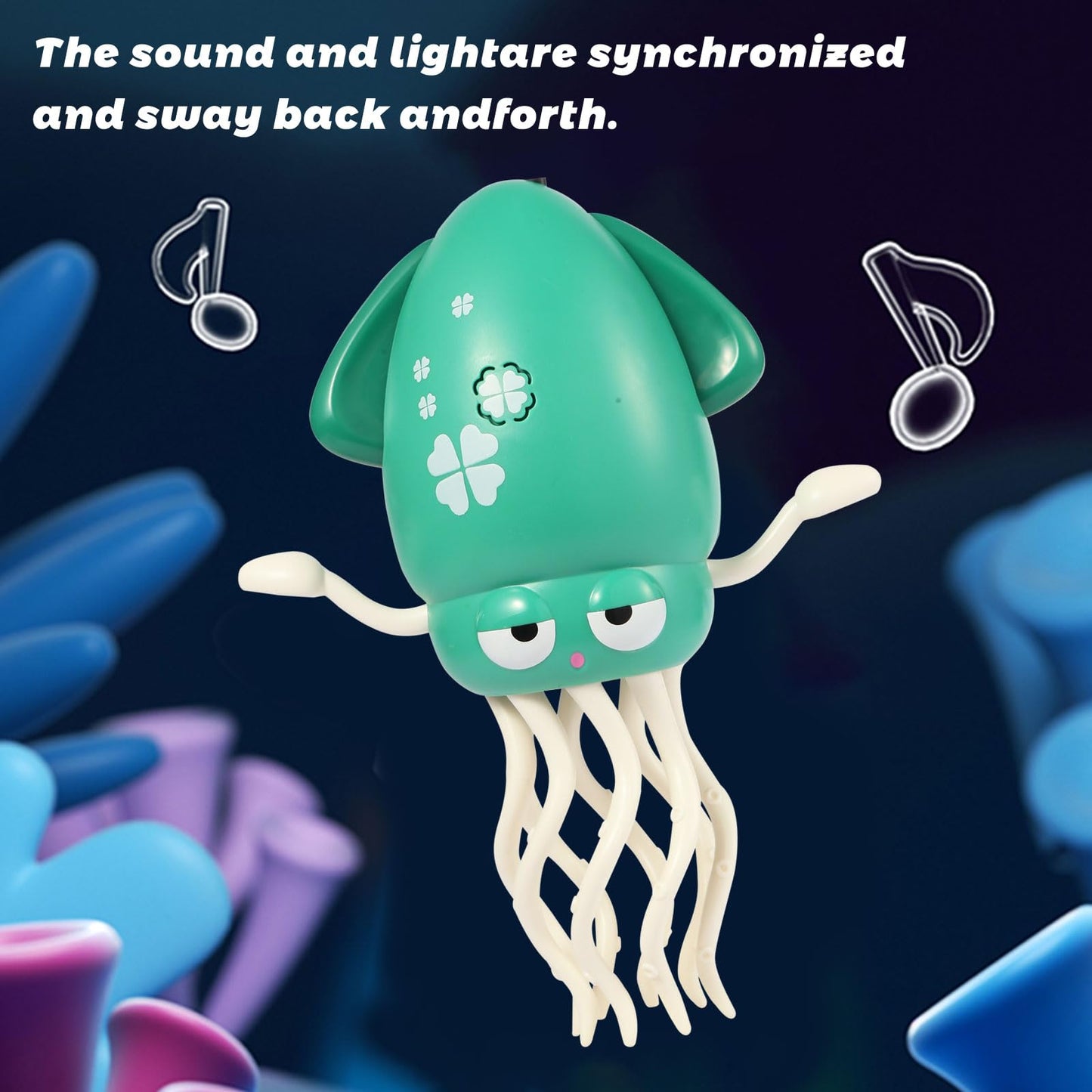 Anpole Electric Dancing Squid Toys，Automatic Obstacle Avoidance Sensor Toys Upright & Crawling Two Modes，Rechargeable Magic Dancing Music Squid for Kids Boy Girl Birthday Gifts