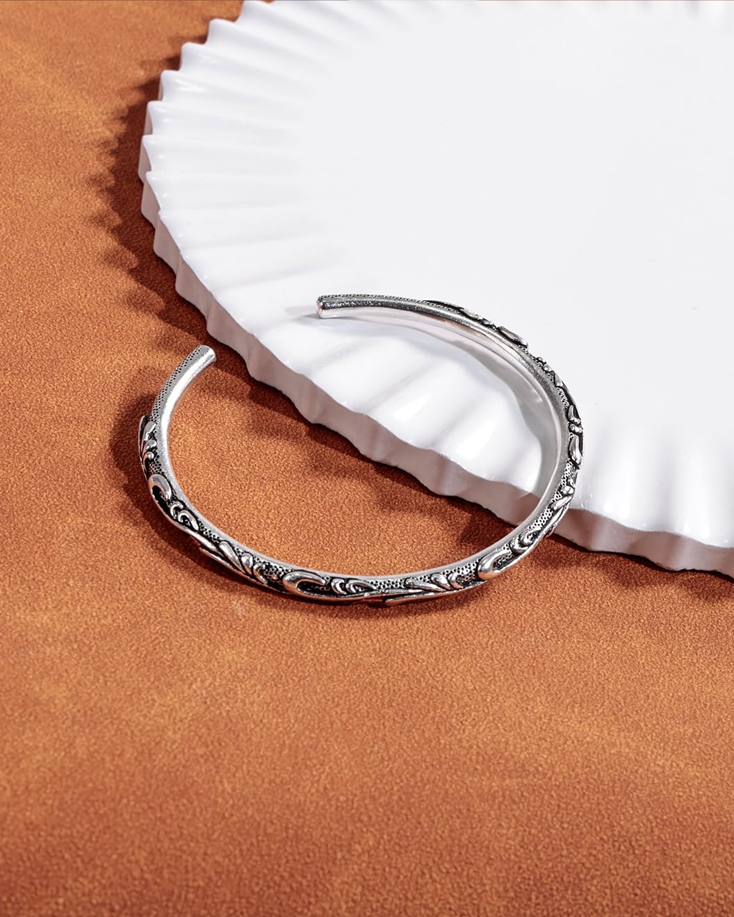 Irideket Vintage 925 Sterling Silver Plated Cuff Bracelet Bangle, Adjustable Silver Bangle Silver Jewelry for Women