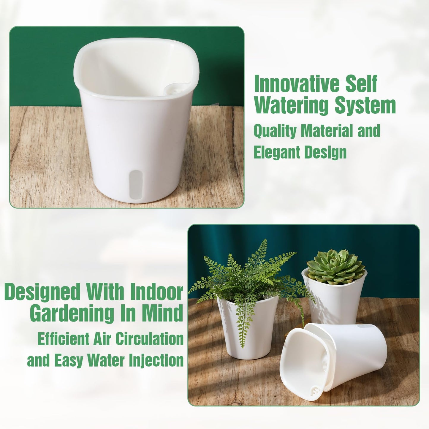 Kifmurase 20 Pcs 3 Inch Self Watering Pots for Indoor Planters, Plastic Self Watering Planter Pot Garden Flower Pots with Water Level Indicator Vents for Succulents (White)