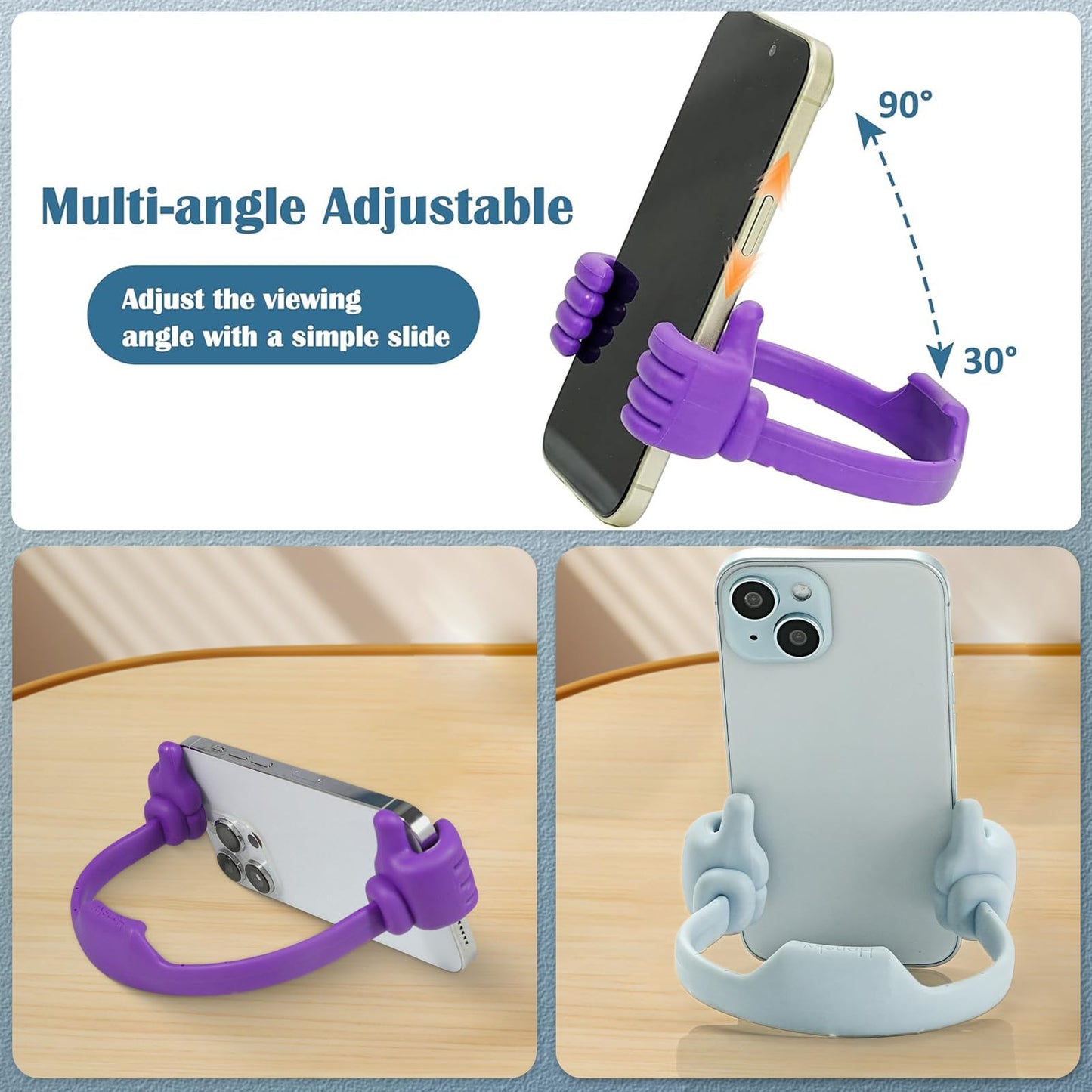 Honsky Thumbs-up Cell Phone Stand Holder,Tablet Stand Cradle for Desk Desktop Smartphone Cellphone Mobile Phone,Tablets - Universal, Adjustable Flexible,Blue
