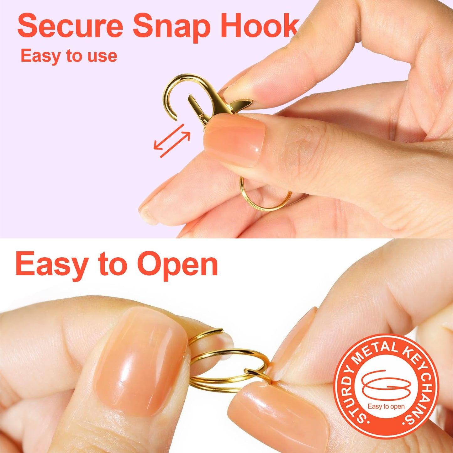 LEOBRO 240PCS Lobster Claw Clasps and Key Rings, Metal Key Chains, 120PCS Keychain Clips and 120PCS Key Chain Ring for Keychain, Jewelry Making, Art Crafts, Gold