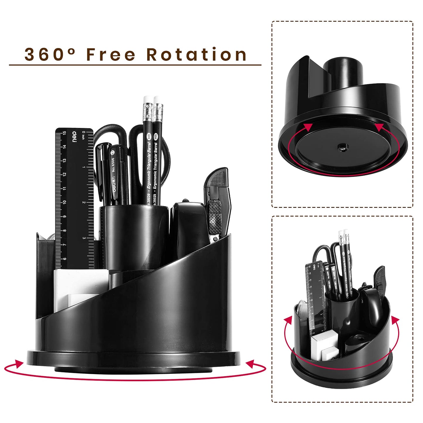 Deli 15 Pcs Office Supplies Kit with Desk Organizer, Desk Accessories Set with Staple, Sharpener, Scissors, Binder Clips