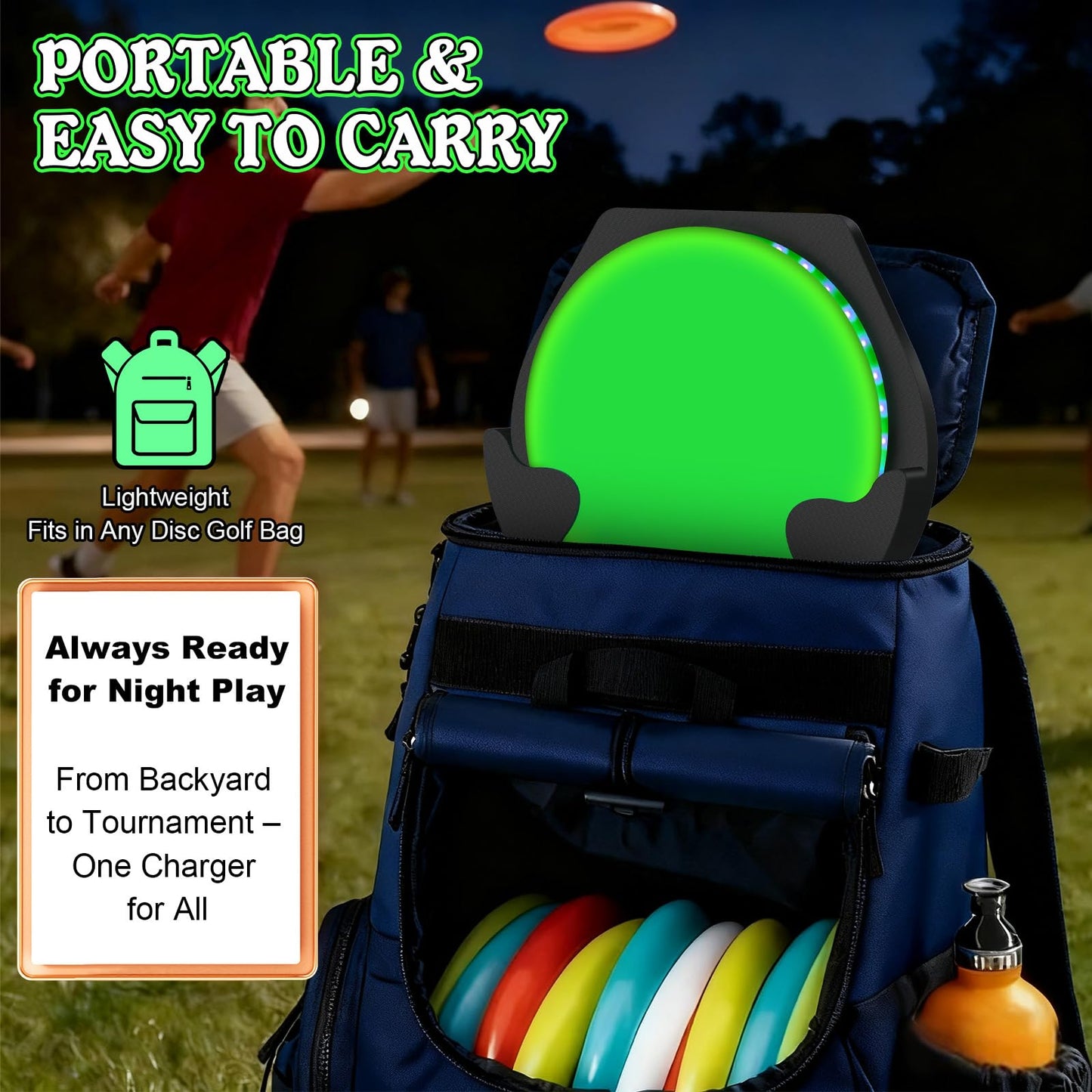 ElectricWise Disc Golf Glow Charger, Fast LED Charging Stand for Glow Discs, Portable UV Light Station Accessory for Night Play, Outdoor Practice, Backyard Fun and Tournament Games(Black)