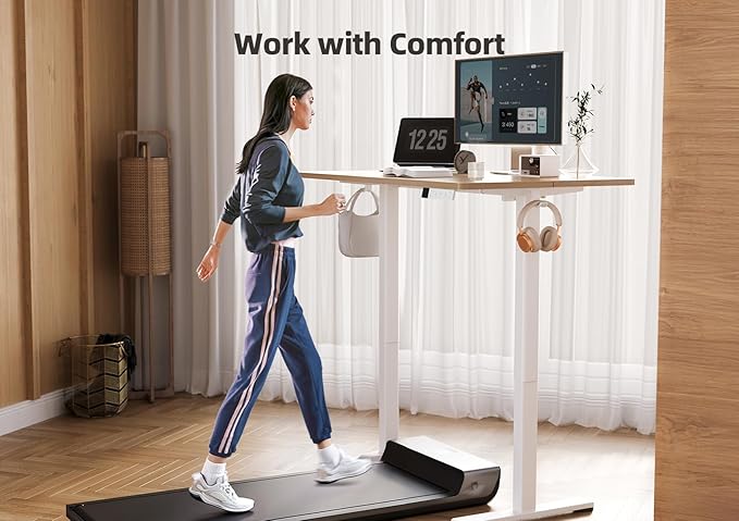 YDN Electric Standing Desk Adjustable Height, 40 x 24 Inches Stand up Desk with Cable Management, Home Office Desks with Splice Board & White Frame, Nature Top