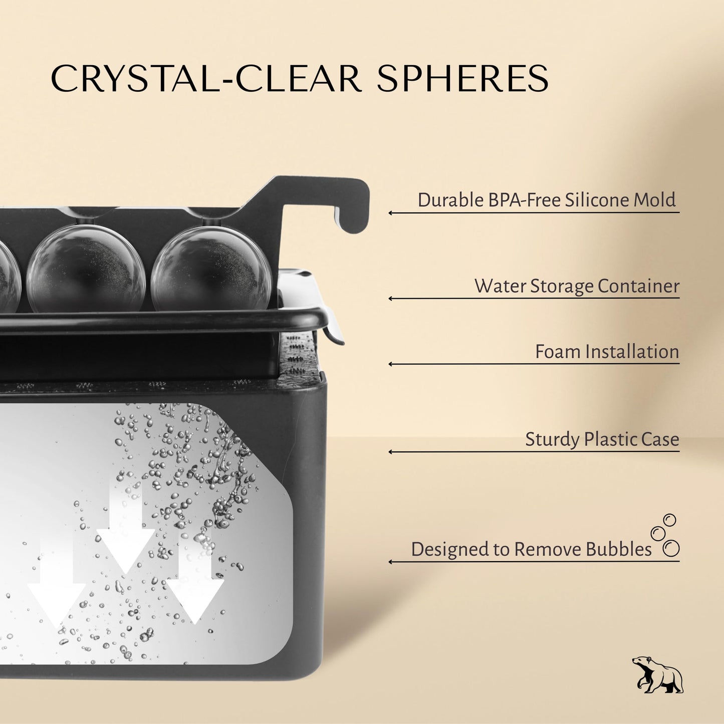Elyzn 8 Sphere Clear 2” Ice Ball Maker Mold for Whiskey & Cocktails – Creates 2 Inch Round Crystal Clear Ice Spheres for Home Bars, Bourbon, and Mixology – Durable Silicone & Hard Shell Design