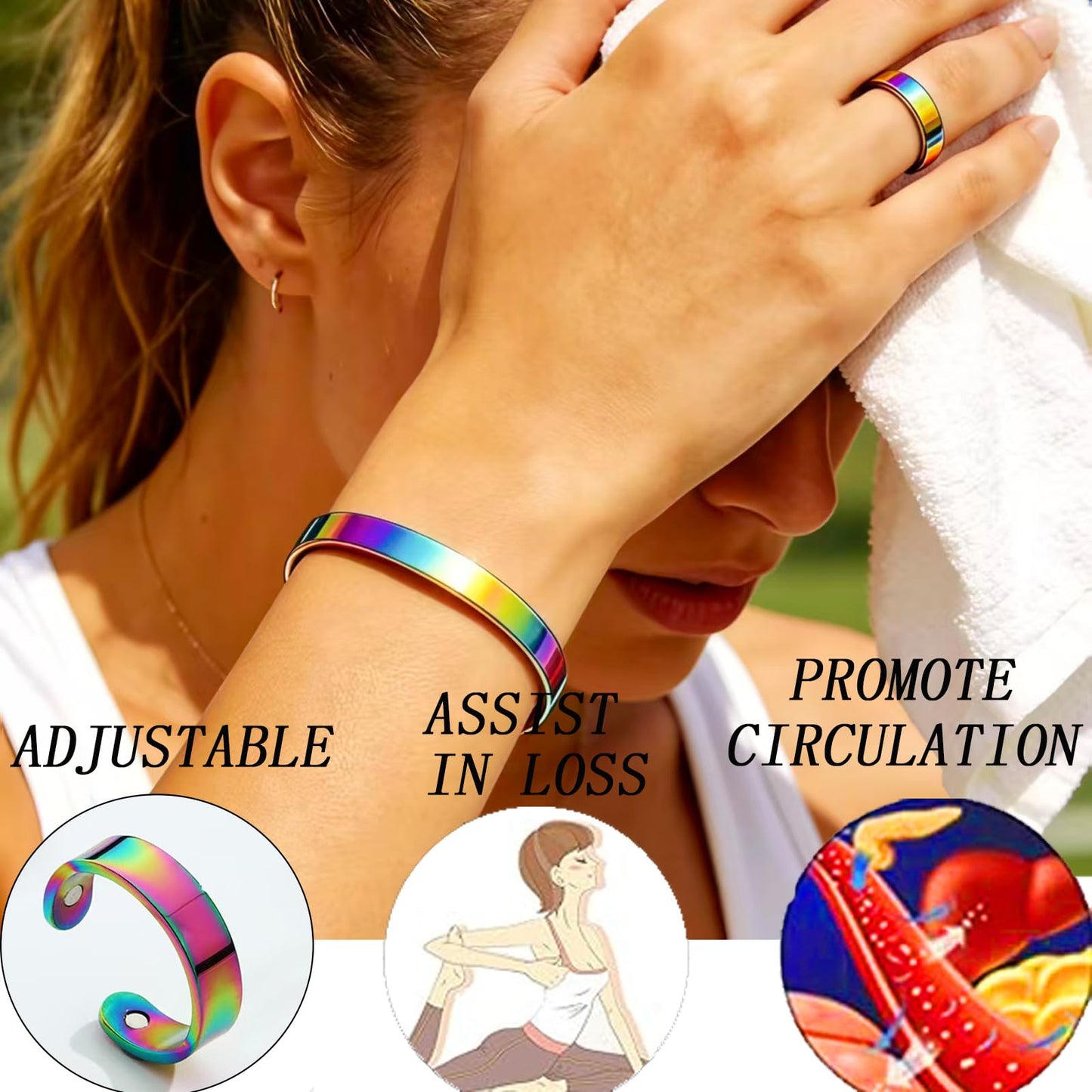 TiFluFlue Kalm Bracelet Ring Set for Women (Colorful)