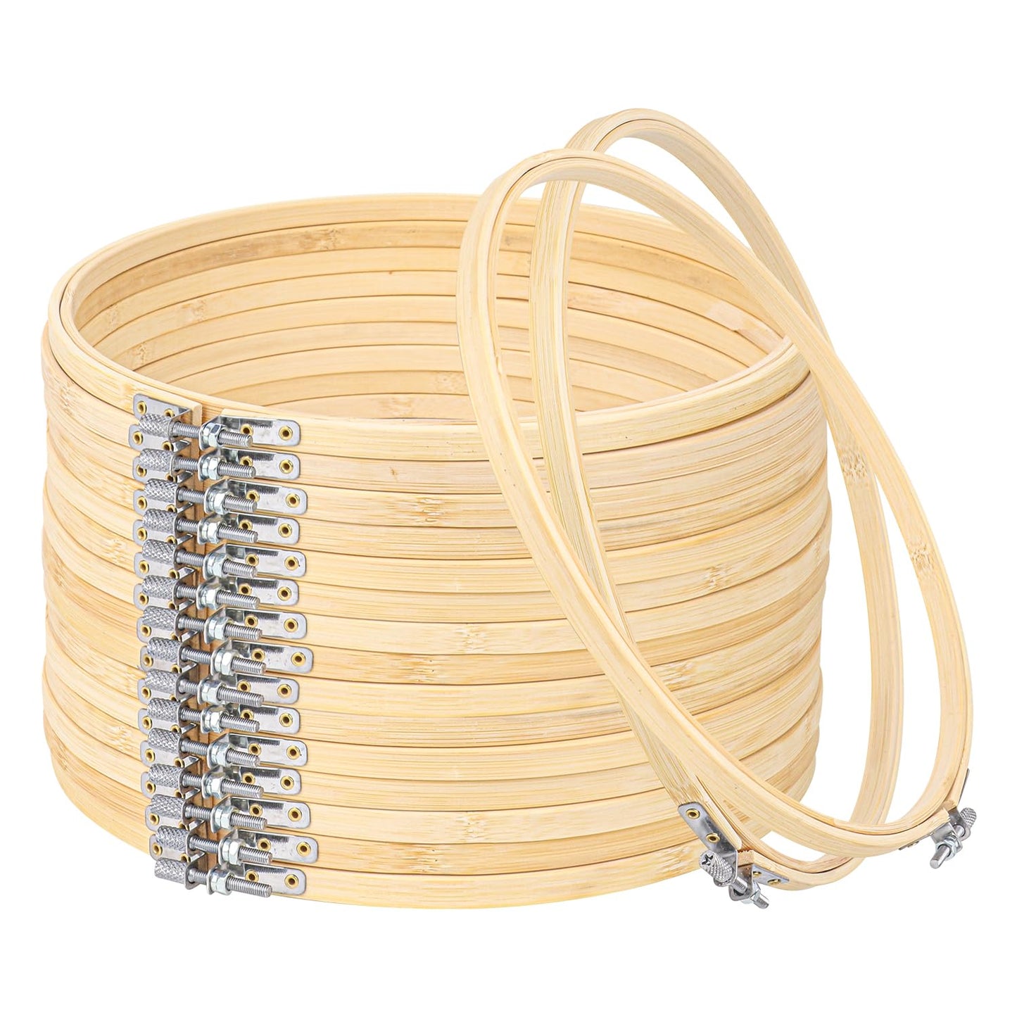 IHDYPPEW 15 Pieces 10 Inch Round Embroidery Hoops, Adjustable Circle Cross Stitch Hoop Embroidery Ring Bamboo Embroidery Hoops for Crafts, DIY, Wedding, Party, Holiday Decoration