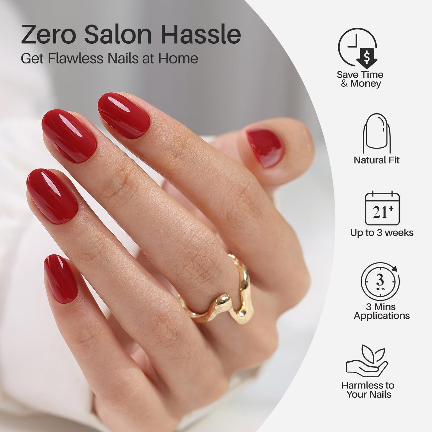 Red Press on Nails Oval for Women Gift - SHANGMENG Soft Gel Press on Nails Short with Glue, Fit Perfectly & Natural Glue on Nails in 16 Sizes - 32 Reusable Fake Nails Kit, Cherry Red