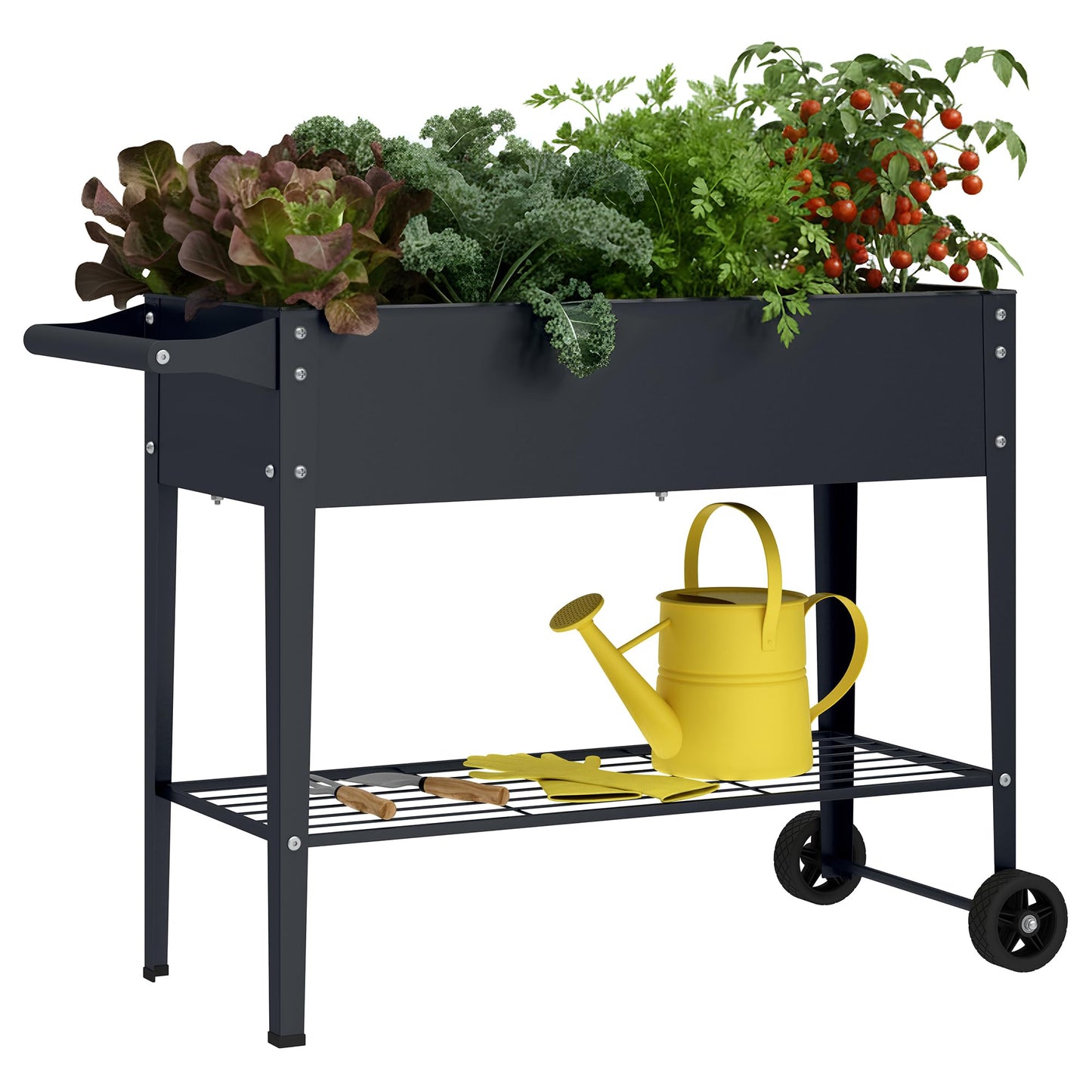 Chuangshuo Guard Elevate 32" Tall Raised Garden Bed with Wheel,Planter Box for Backyard,Outdoor Garden, Patio, Balcony, 400lb Capacity,Grey