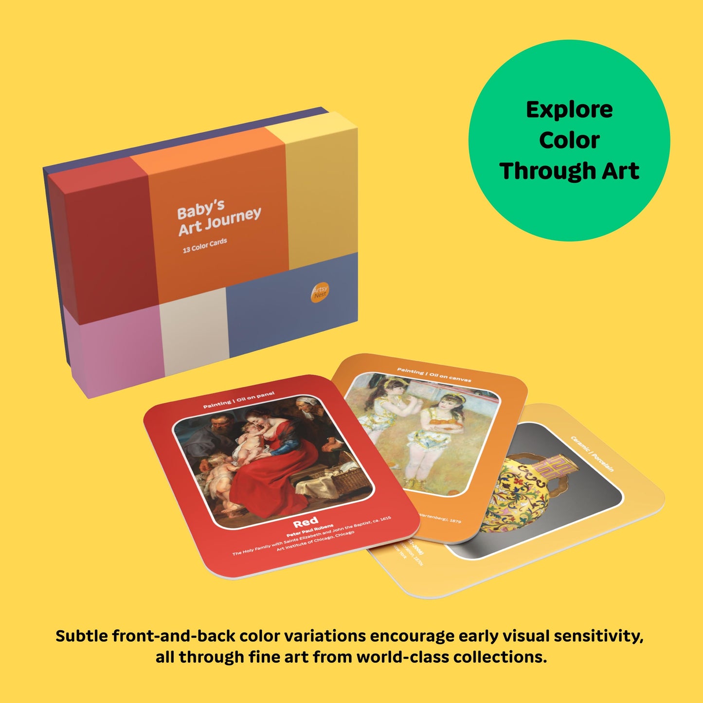 Baby's Art Journey – 13 Museum Masterpiece Color Cards | Art-Based Early Learning Flash Cards for Babies & Toddlers | Gift for Baby