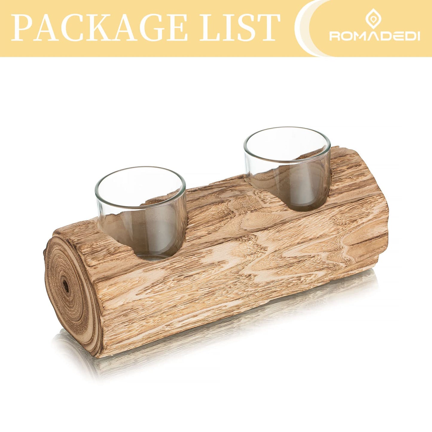 Romadedi Wood Tealight Candle Holder: Boho Decorative Votive Candle Holders for Rustic Wedding Decor, Tea Lights Country Theme Driftwood Table Centerpiece, Coastal Farmhouse Home Decorations