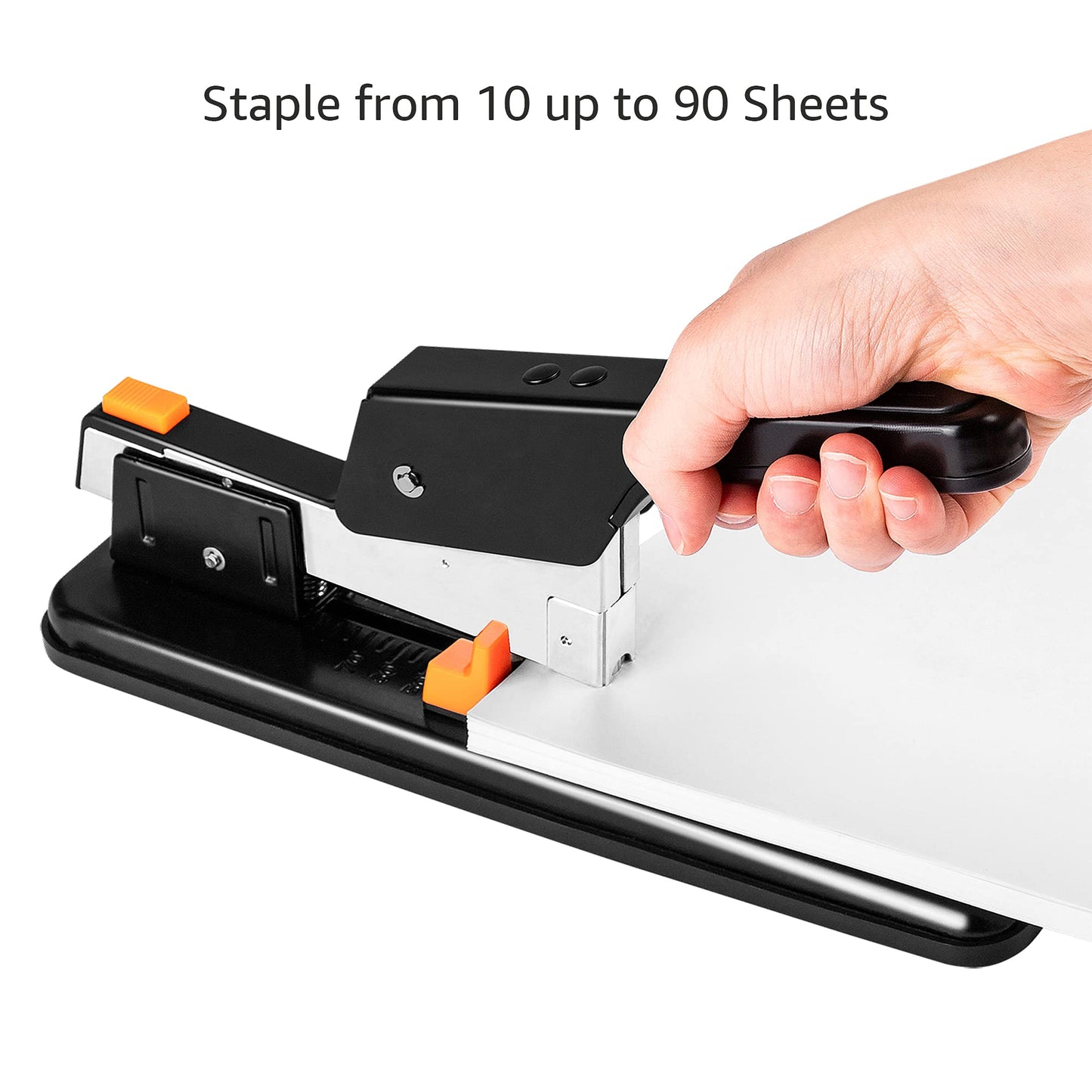 Amazon Basics Heavy Duty Stapler, 90 Sheets High Capacity, Large Office Stapler with 1000 Staples, Black