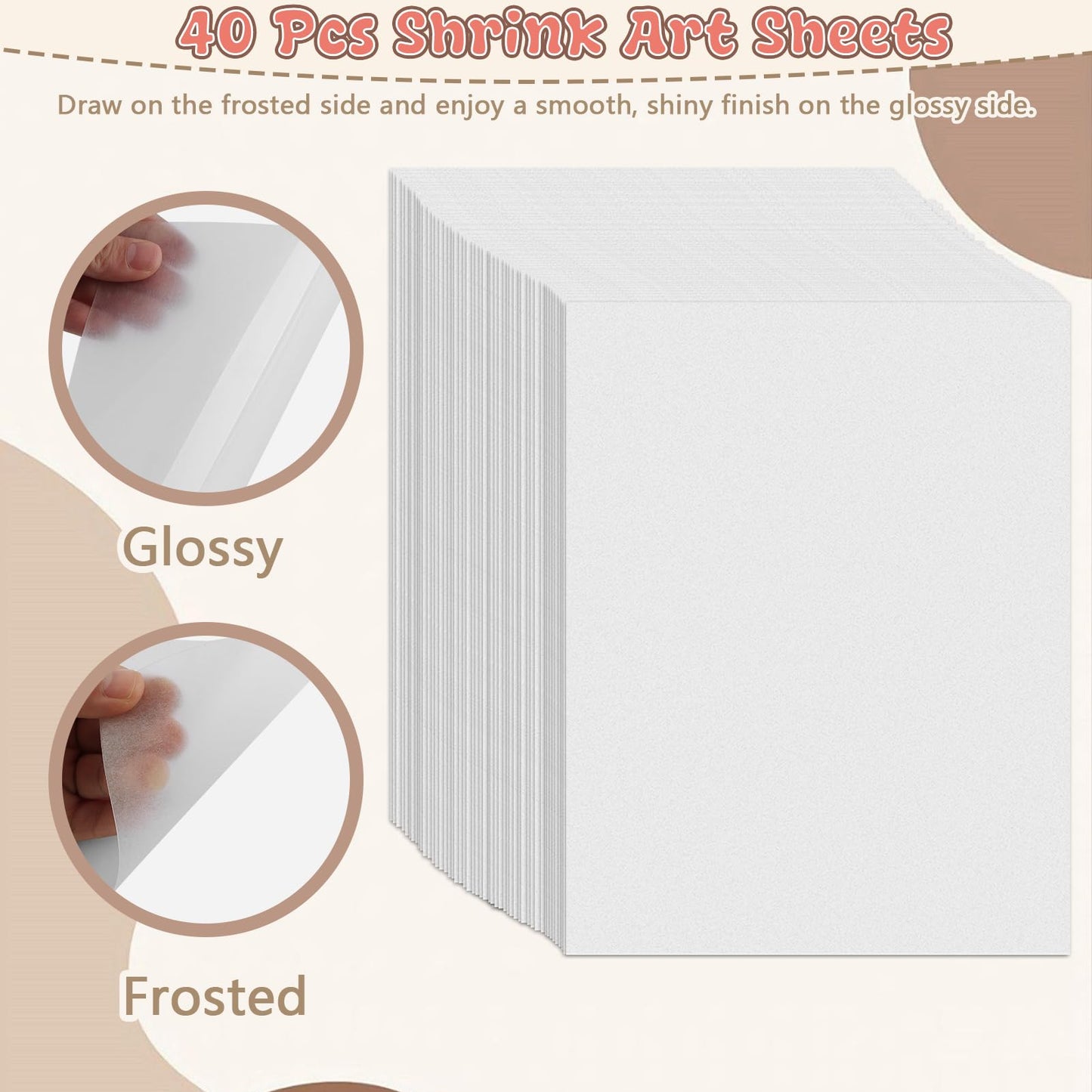 Yalumo 301 Pcs Shrink Plastic Sheets Kit, 40 Shrink Paper Sheets 5.7 x 7.9 Inch with Earring, Ring and Keychain Accessories for DIY Shrinky Art, Ornament, Craft Project, Handmade Gift and Home Decor