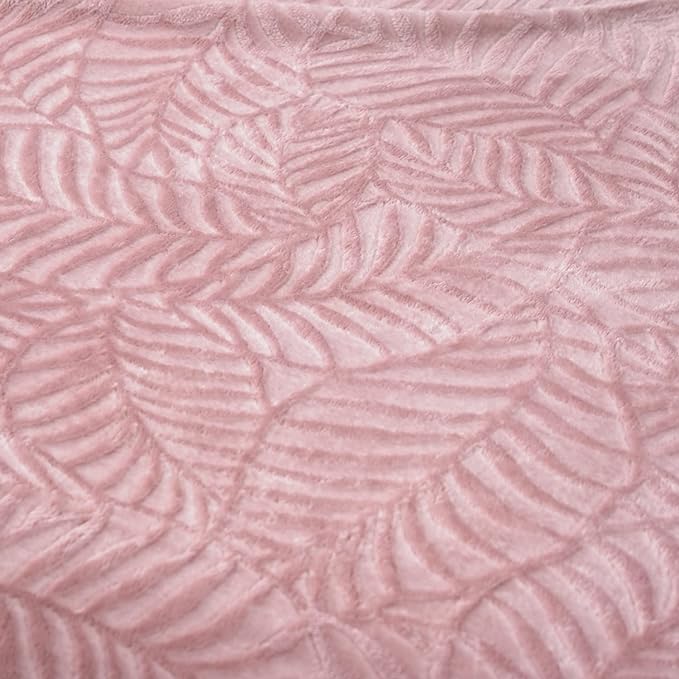 SOCHOW Super Soft Flannel Fleece Throw Blanket, Lightweight Cozy Warm Leaves Textured Plush Blanket for Bed Couch Sofa, 60 x 80 Inches, Dusty Rose