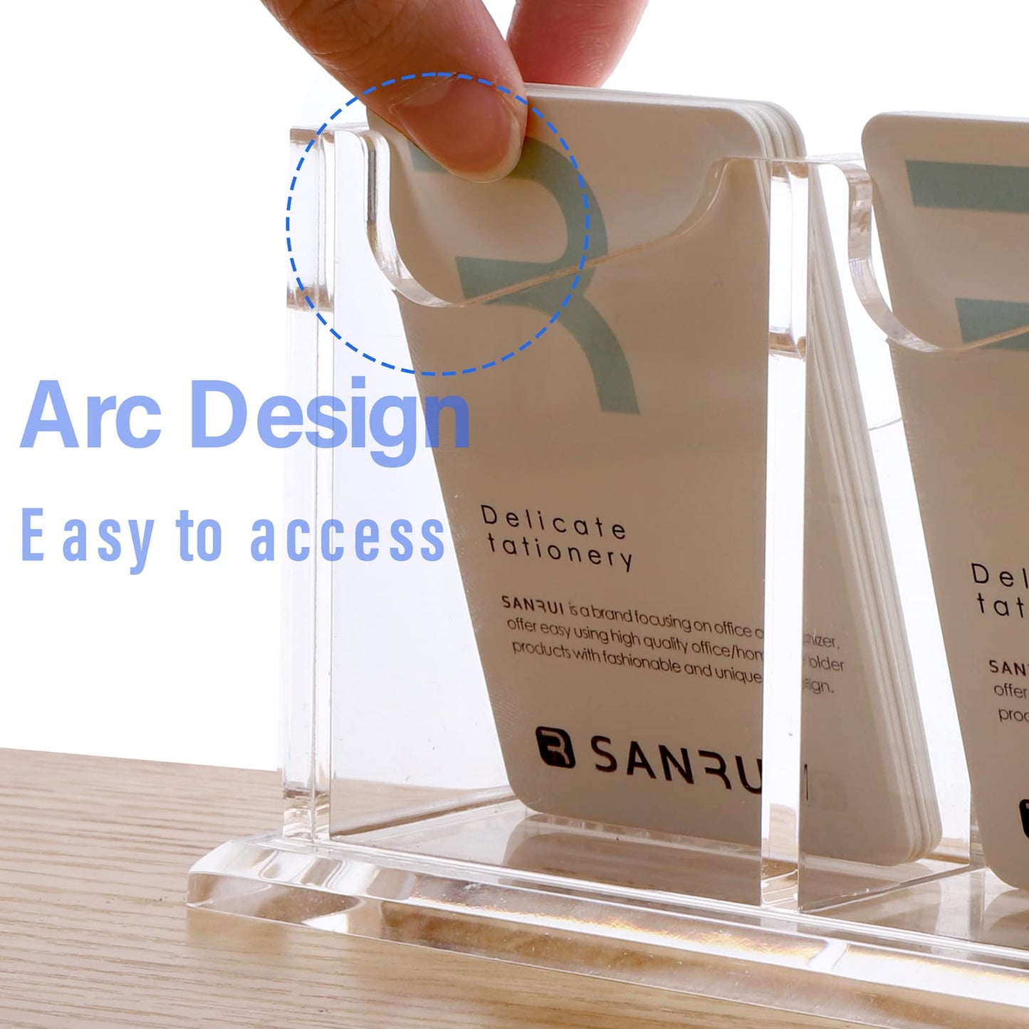 SANRUI Vertical Business Card Holder - Acrylic Clear Desktop Display Stand for Office, Home & Exhibition - Sleek Design, Durable, Easy Access,Professional Card Storage, 2 Slots
