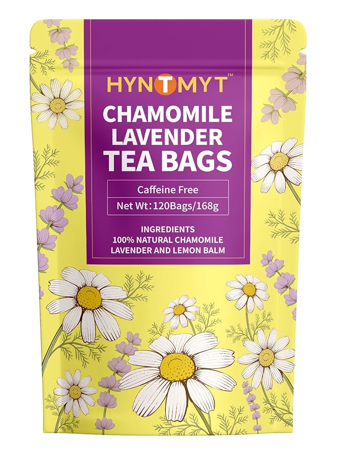HYNTMYT Chamomile & Lavender Tea, Blend of Chamomile, Lavender, and Lemon Balm, Soothing & Aromatic, Caffeine Free, 120 Count