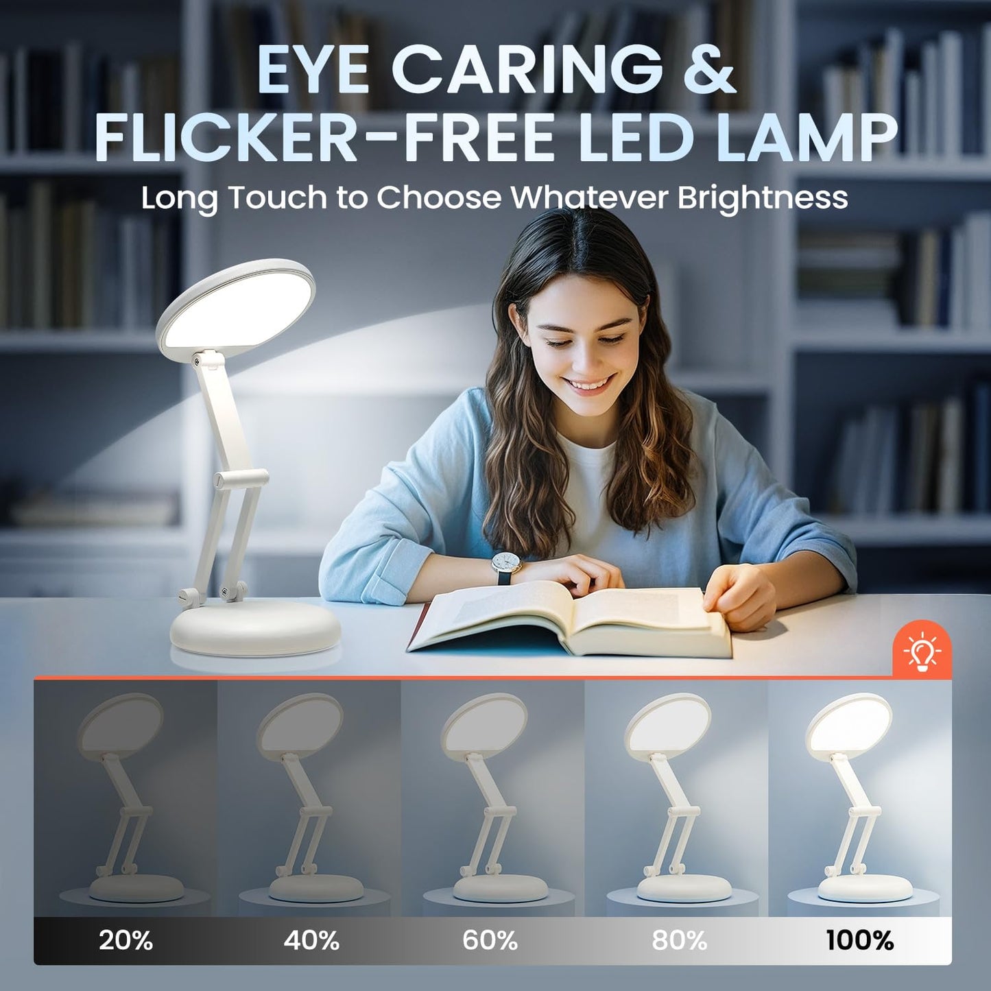 One Fire Cordless Desk Lamp,Dimmable Small Battery Powered Lights,3600mAh Rechargeable Wireless Table Lamp,Mini Lamp&Portable Light for Bed,Book Reading,Home for Small Spaces,Nail Light,Craft,Office