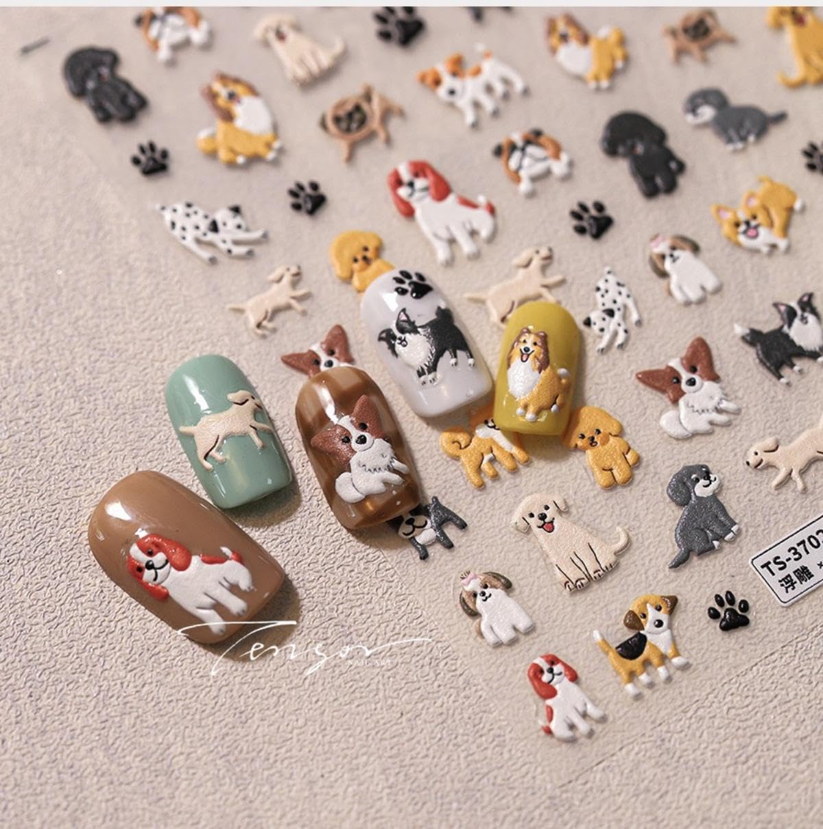Dog Nail Stickers 5D Embossed Dog Nail Decals Luxury More Than 50 Pattern Design Nail Art Stickers Self-Adhesive Nail Art Accessories Animal Nail Supplies for Women Manicure