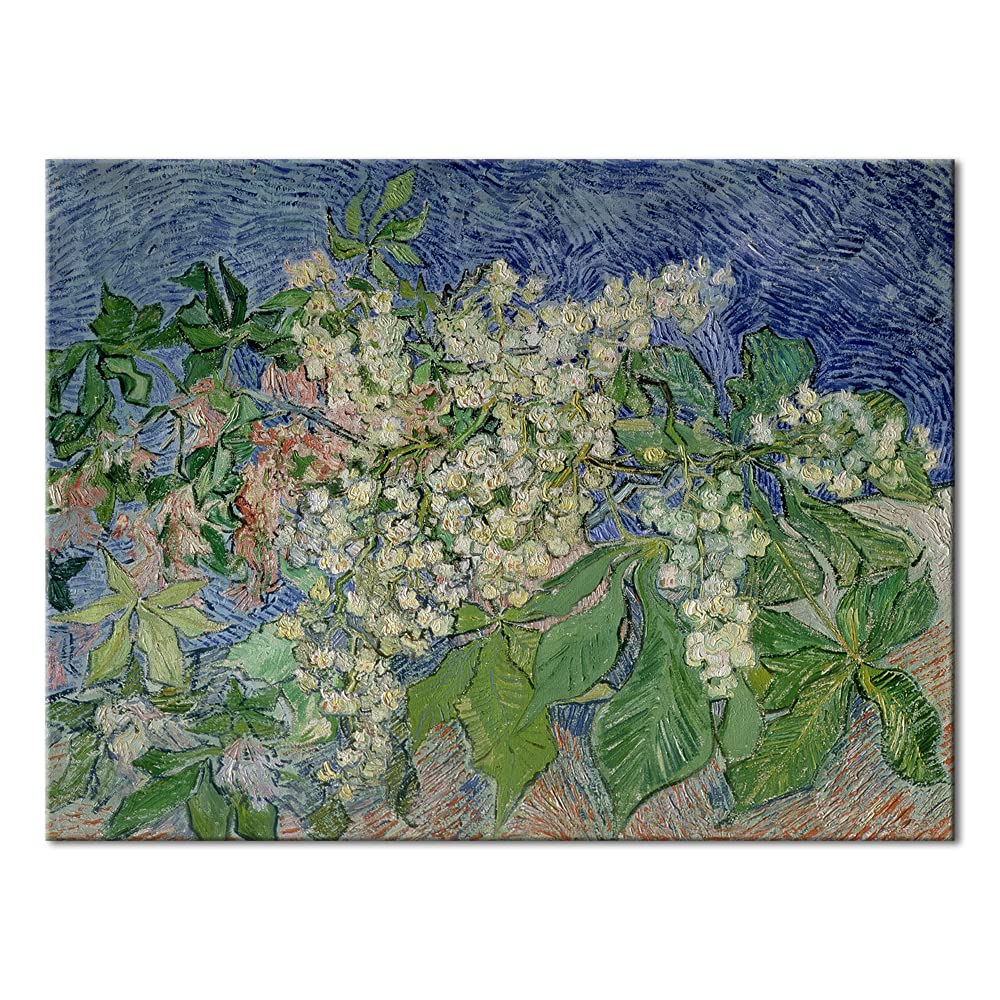 Wieco Art Blossoming Chestnut Branches Canvas Prints of Vincent Van Gogh Art Famous Paintings Reproduction Classical Flower Pictures Artwork Wall Art for Home Decor and Wall Decorations
