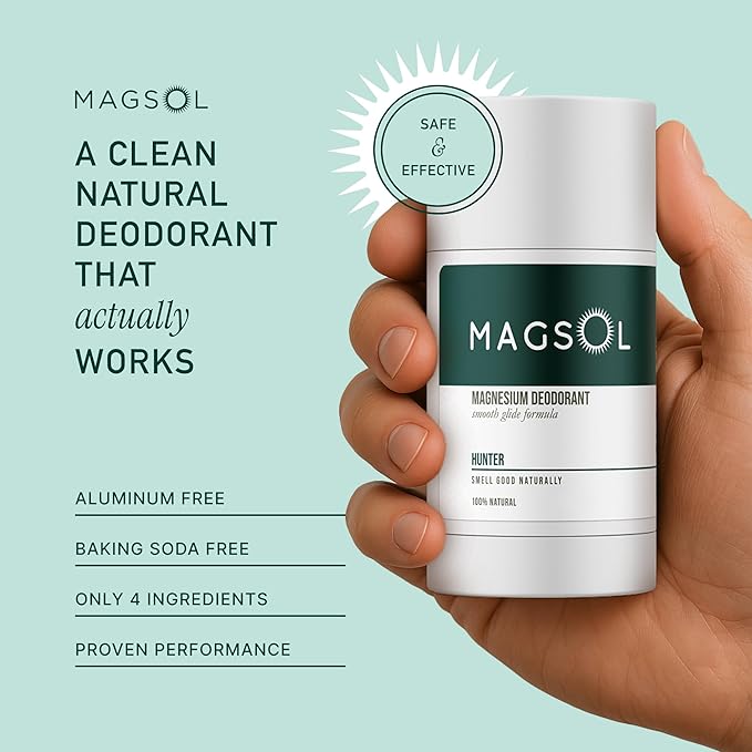 MAGSOL Natural Deodorant for Men & Women | Aluminum Free Deodorant | Gentle on Skin with Sweet Almond Oil & Beeswax | Baking Soda Free | Paraben & Pthalate Free (Hunter)