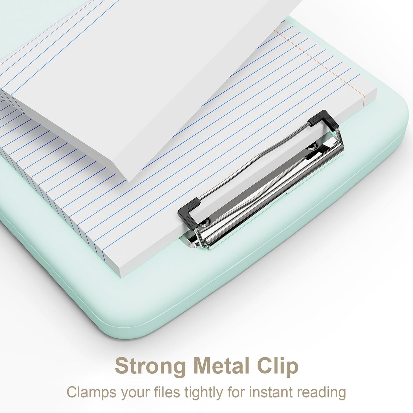 Piasoenc Clipboard with Storage, 8.5 x 11 Organization Box with Pen Holder and A4 Legal Paper Folder, Folio & Side-Opening, Low Profile Clip,for Nurses,Teachers, Size 14 x 9.6 x 1.2 in, Blue