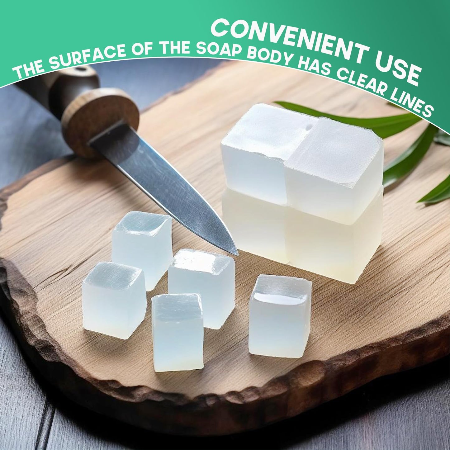 EDSRDRUS 2LB Unscented Glycerin Soap Base DIY Handmade Soap Moisturizing Melt and Pour Soap Base for Crafting, Vegetable Glycerin & Coconut Oil, Easy to Cut (Transparent, 2LB)