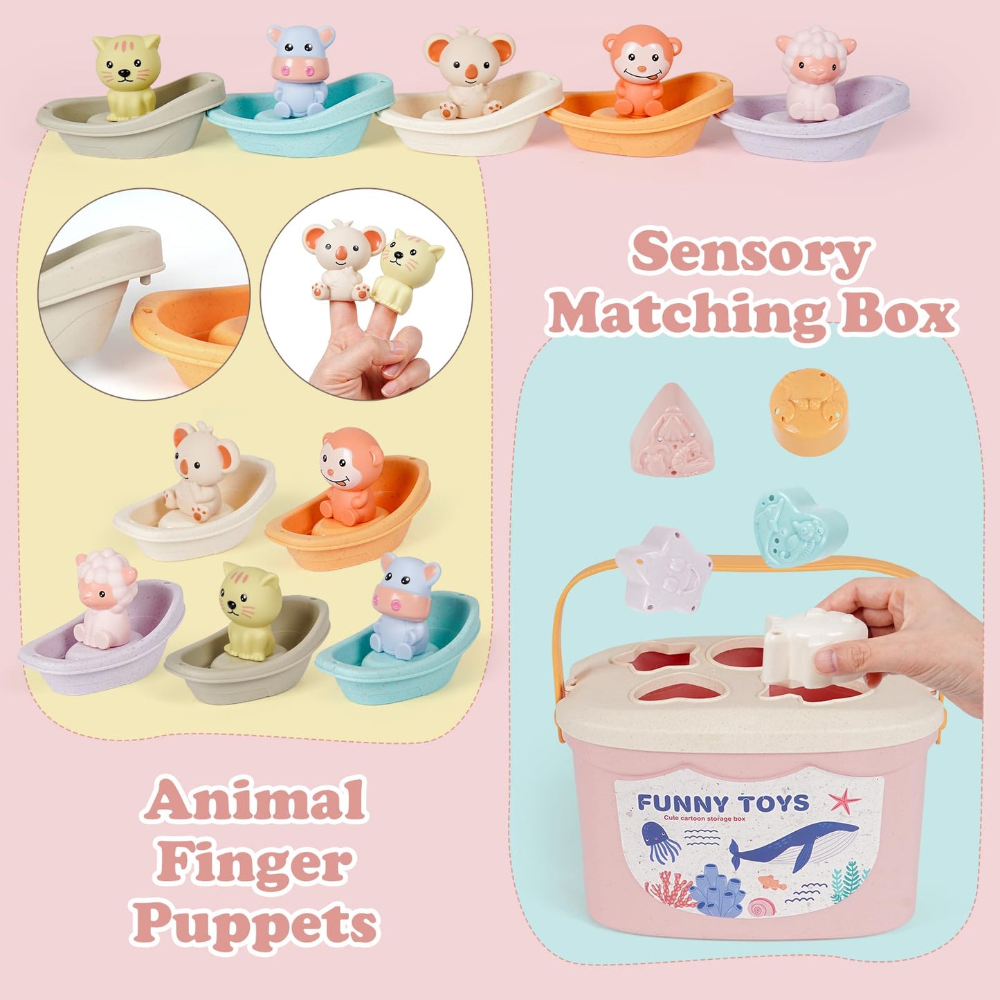 FUNWEGOT Montessori Baby Toys for Infants 6-18 Months Toddler 6–12 Months Shape Sorter Sorting Stacking Toy Sensory Learning Set with Stacking Rings for Babies Birthday Gift