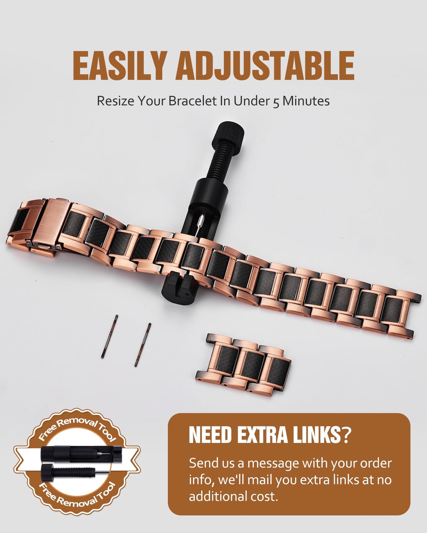 Jecanori Copper Magnetic Bracelet for Men, 3X Strength Pure Copper Bracelet for Men,Ideal Gift