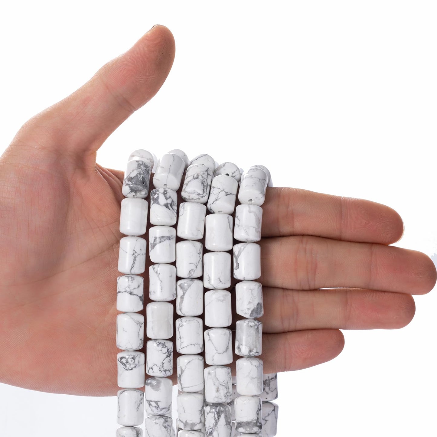 Natural White Turquoise Cylinder Tube Beads 10x14mm 38cm/str Loose Semi Gemstone Stone Beads for Making Bracelets Necklace