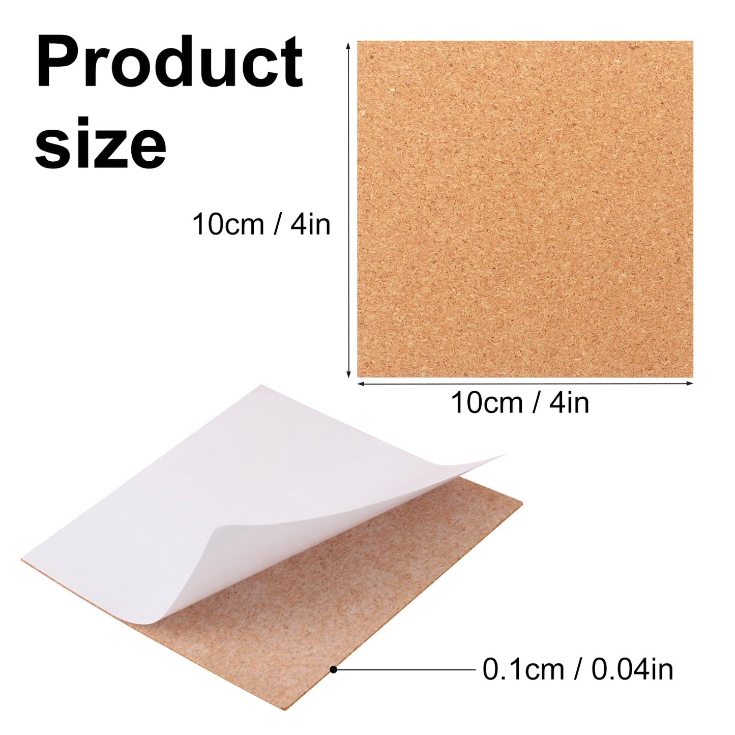300 PCS 4 x 4 Inch Self Adhesive Cork Squares, Squares Backing Cork Tiles Sheets for Coasters, Perfect for DIY & Craft Projects