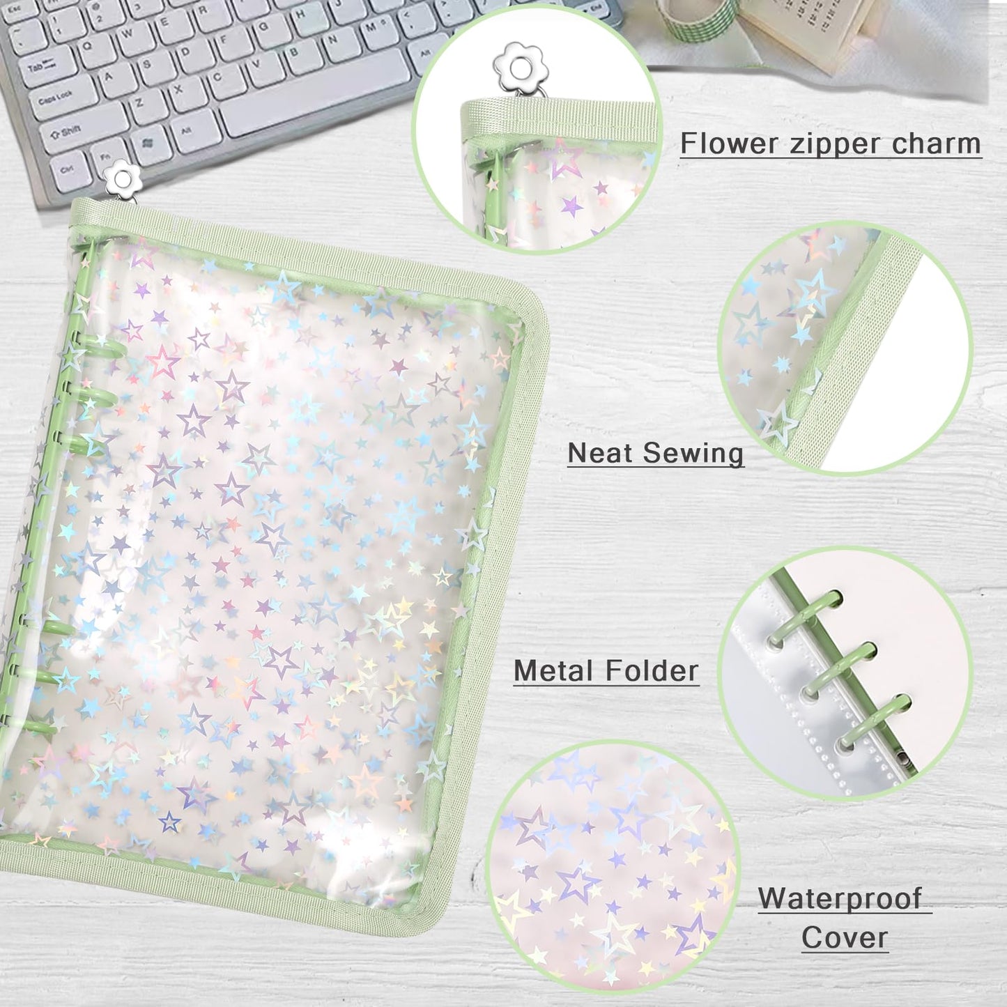 MUDOR 4 in 1 Sticker Storage Organizer, Binder with Storage Sleeves and Release Paper, Reusable Collecting Book Album Holder, A5 Blank Sticker Container Organizer