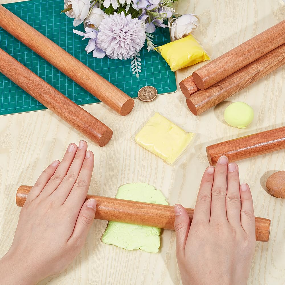 OLYCRAFT 10pcs Wood Rolling Pins 11.8 inch Clay Rolling Pins 1.1 inch Diameter Classic Wooden Rolling Pins Natural Wood Texture Rollers Wood Clay Roller for Clay Modeling Pottery Tools
