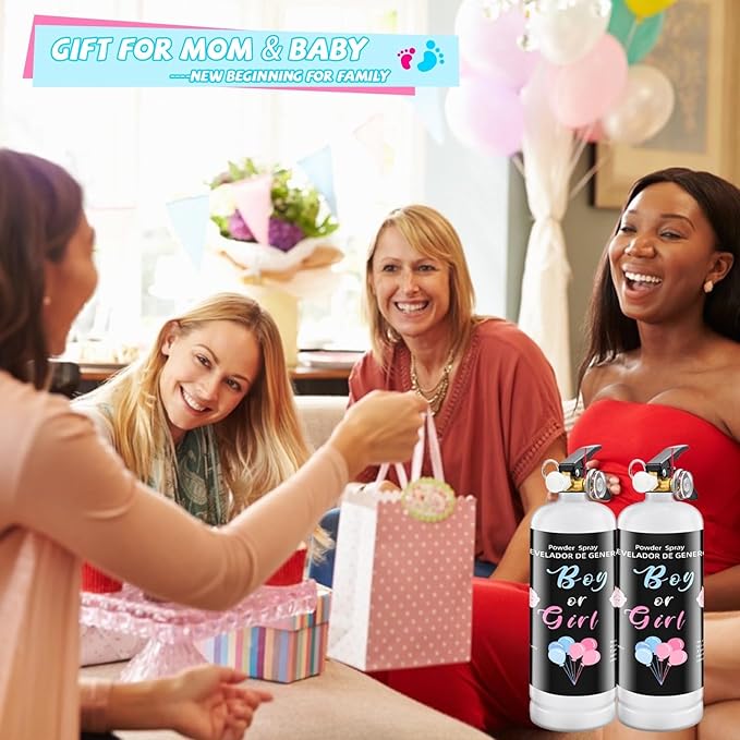 Gender Reveal Fire Extinguisher 2Pack Extinguishers for Baby Reveal Boy or Girl Giant Color Smoke Blue or Pink Powder for Party Decorations and Baby Shower