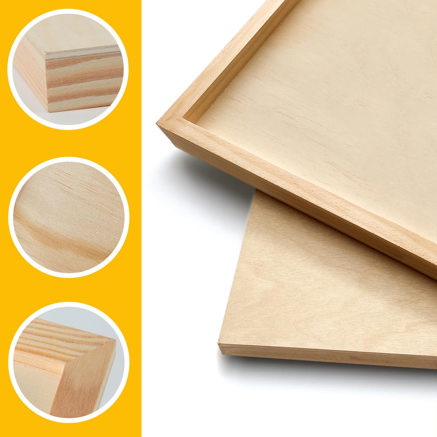 Falling in Art 2 Pack Unfinished Wooden Canvas Panels, 8x16 Gallery Birch Wood Panels Kit, 1 1/2" Deep Art Cradle Boards for Acrylic Painting, Pouring and Burning