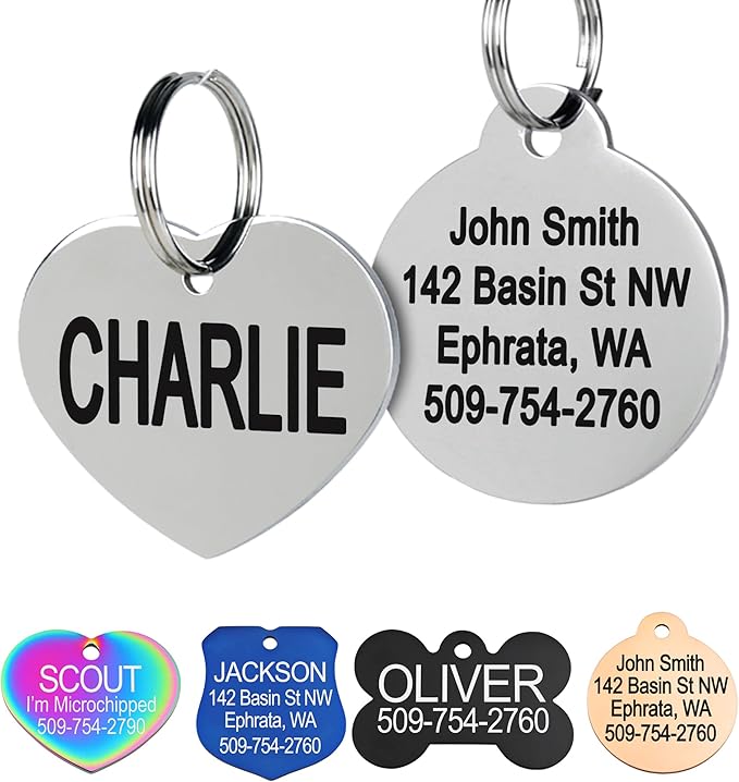 GoTags Stainless Steel Pet ID Tags, Personalized Dog Tags and Cat Tags