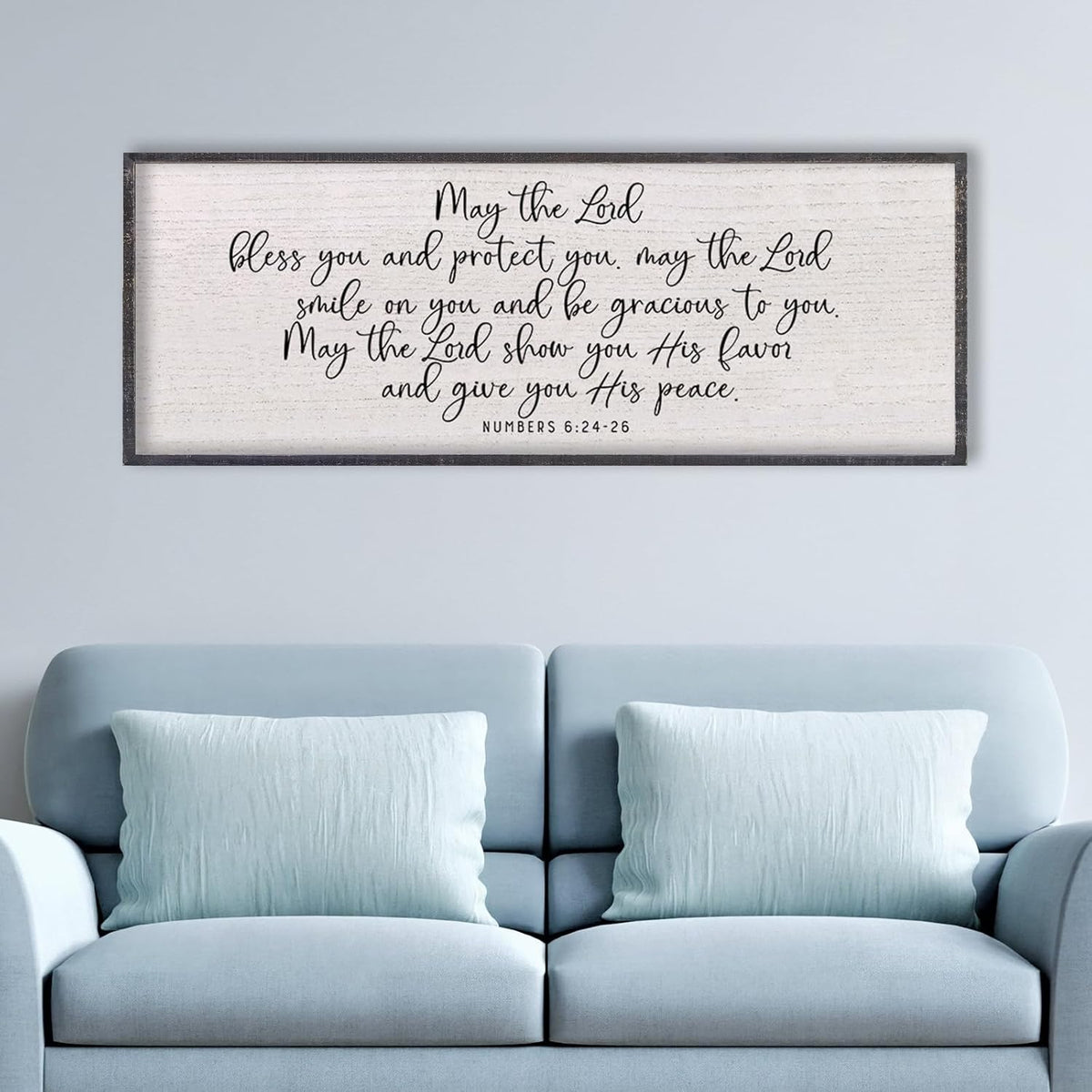 LuZhiQiang Numbers 6:24-26 Scripture Wall Art 40"x15" May The Lord Bless You And Protect You Sign Bible Verses Christian Home Wall Decor (Black)