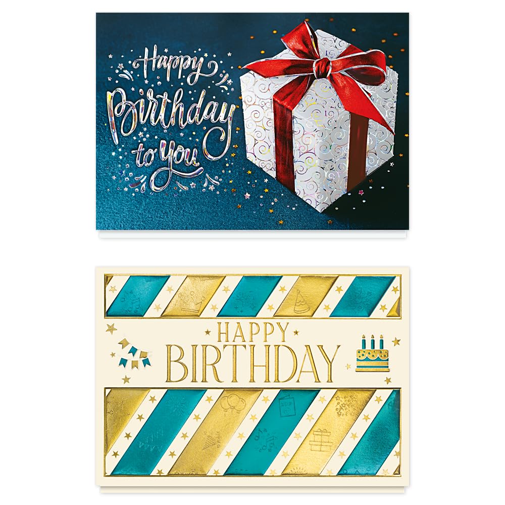The Gallery Collection - Birthday Cards Assortment Box (35 Cards), Foil & Embossing (Birthday Formal)