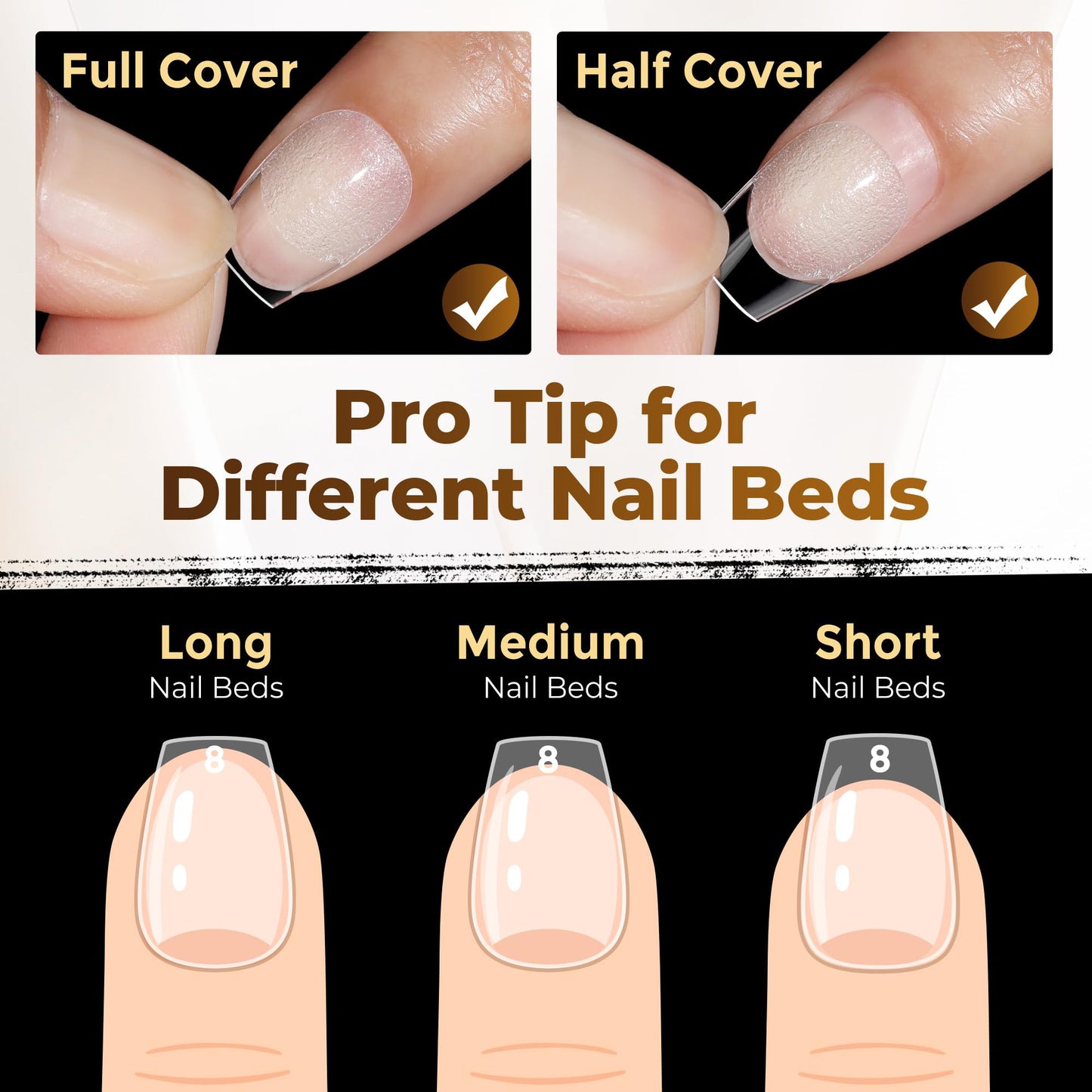 UNA GELLA Extra Short Coffin Nails Tips: 504pcs Pre-etched XS Short Nails, 12 Sizes Clear Coffin Press on Nails Full Cover Gel Tips Acrylic False Fake Nails Extension DIY Salon