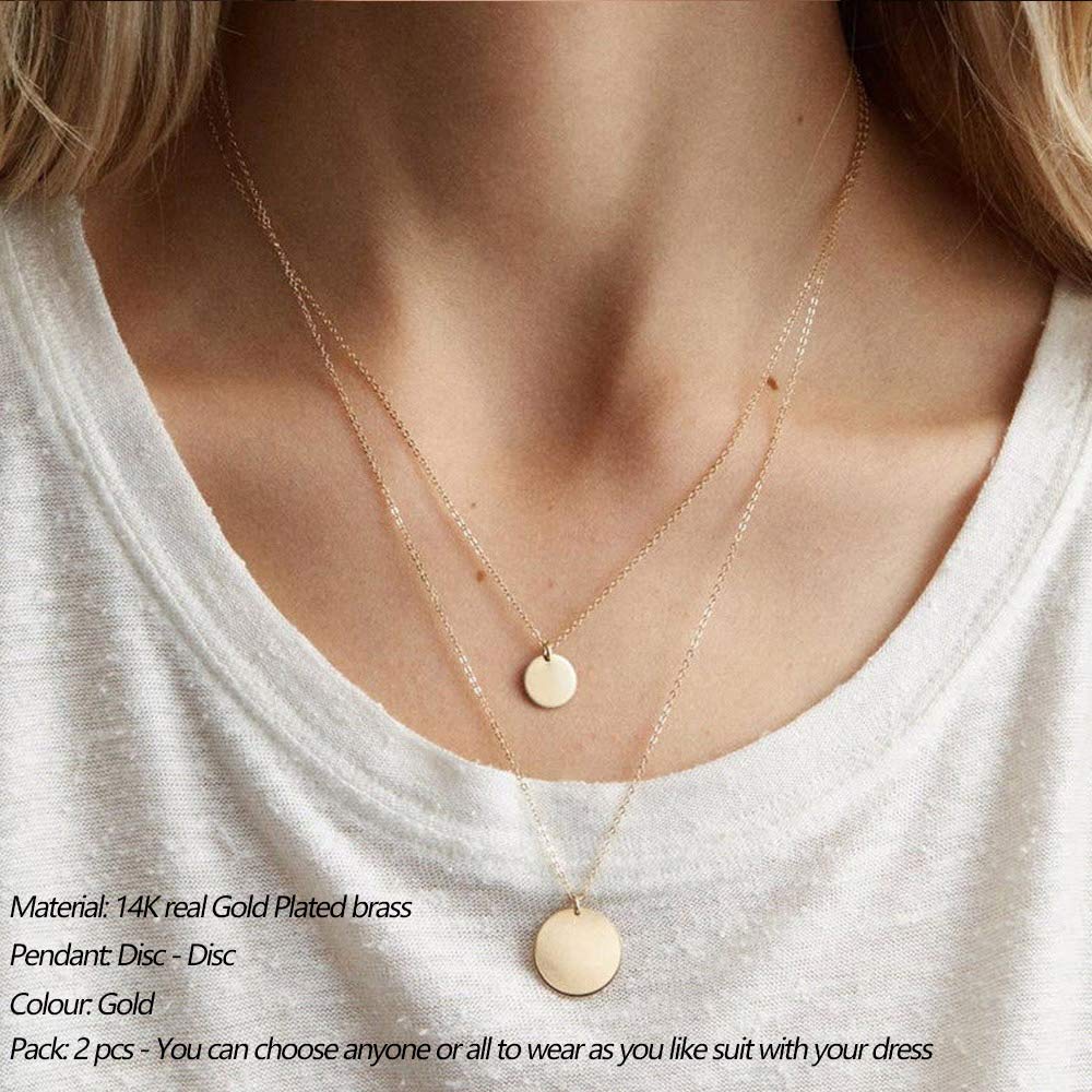 Turandoss Delicate Layering Disc Necklace Multilayer Adjustable Layered Necklaces for Womens Jewelry Necklace Choker