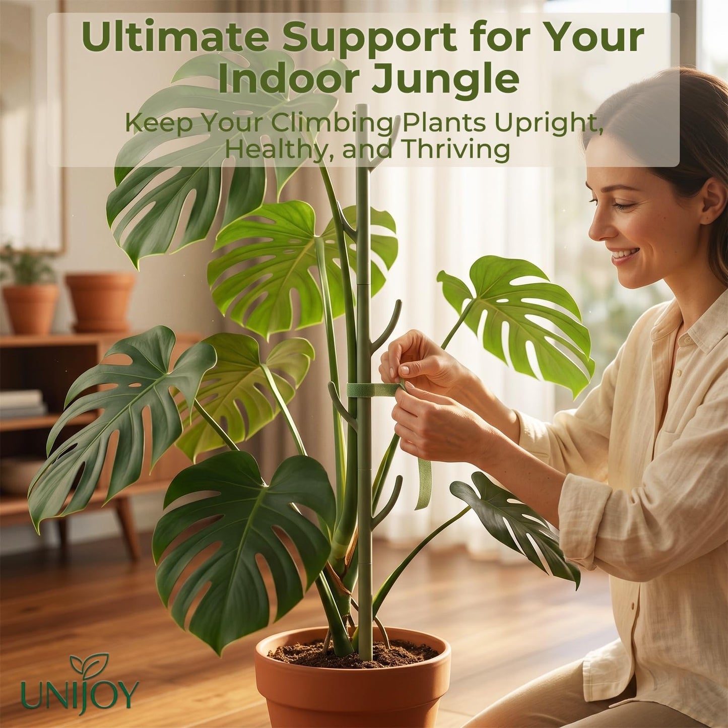 Heavy-Duty Monstera Plant Support Stakes - 10-Piece Stackable Sticks for Climbing Stem up to 39.6" Tall - 0.55" Thick Indoor Plant Poles & Outdoor Garden Structures