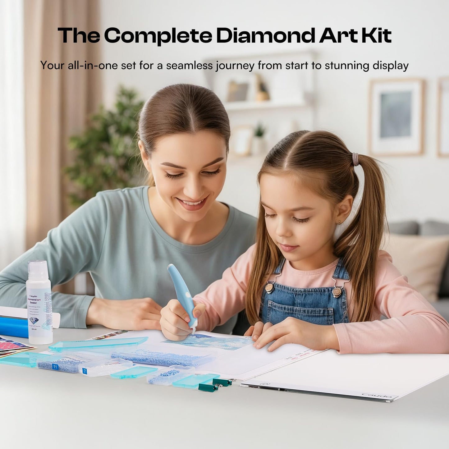 Caydo 31 PCS All Inclusive Diamond Art Accessories Kit, A4 LED Light Pad Set with Diamond Art Sealer, Trays, Electric Pen, Roller Tool for 5D Diamond Paint