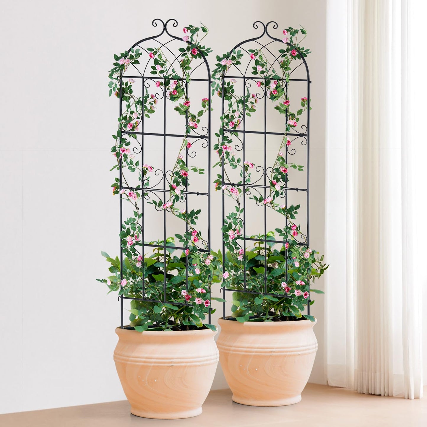 VEVOR 71 x 20 in, 2 Packs Rustproof Metal Garden Flower Trellis, Outdoor Climbing Rose & Cucumber Support, Decorative Clematis Trellis for Courtyards & Lawns