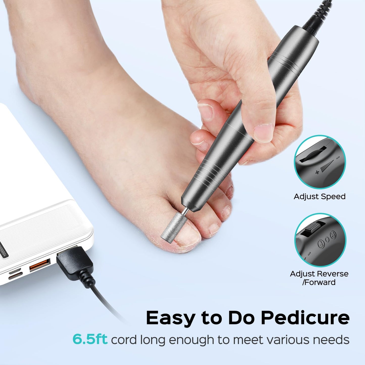 COSLUS C40 Electric Nail Drill File Professional: for Acrylic Gel Dip Powder Nails Portable Nail Drill Machine Kit Manicure Pedicure Tools Polishing Set with Nail Drill Bits Sanding Bands