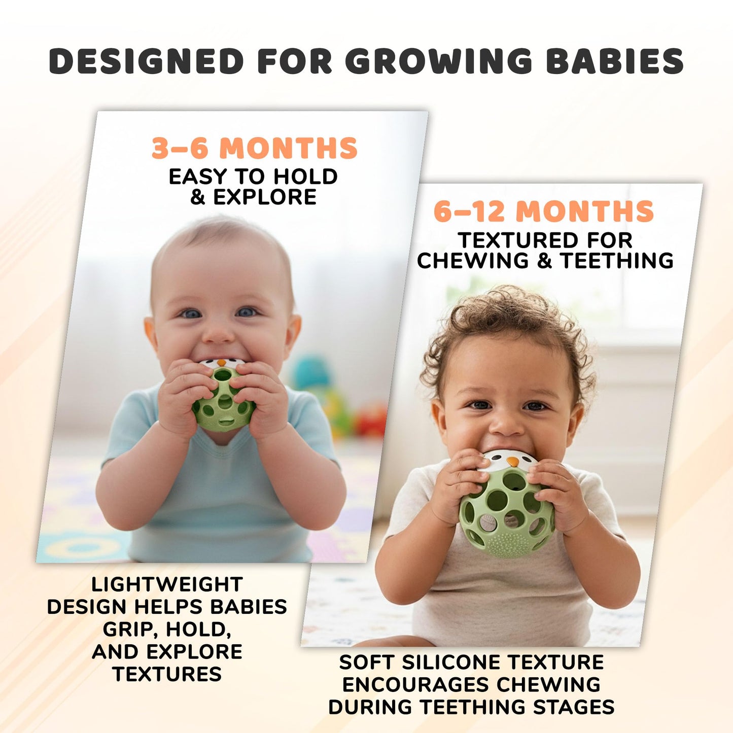 Baby’s Way Teething Toy – Owl Silicone Teether Toy & Rattle Ball for Babies 3–6 Months Toys for 6–12 Months – Baby Teething Relief, Silicone Teethers for Babies